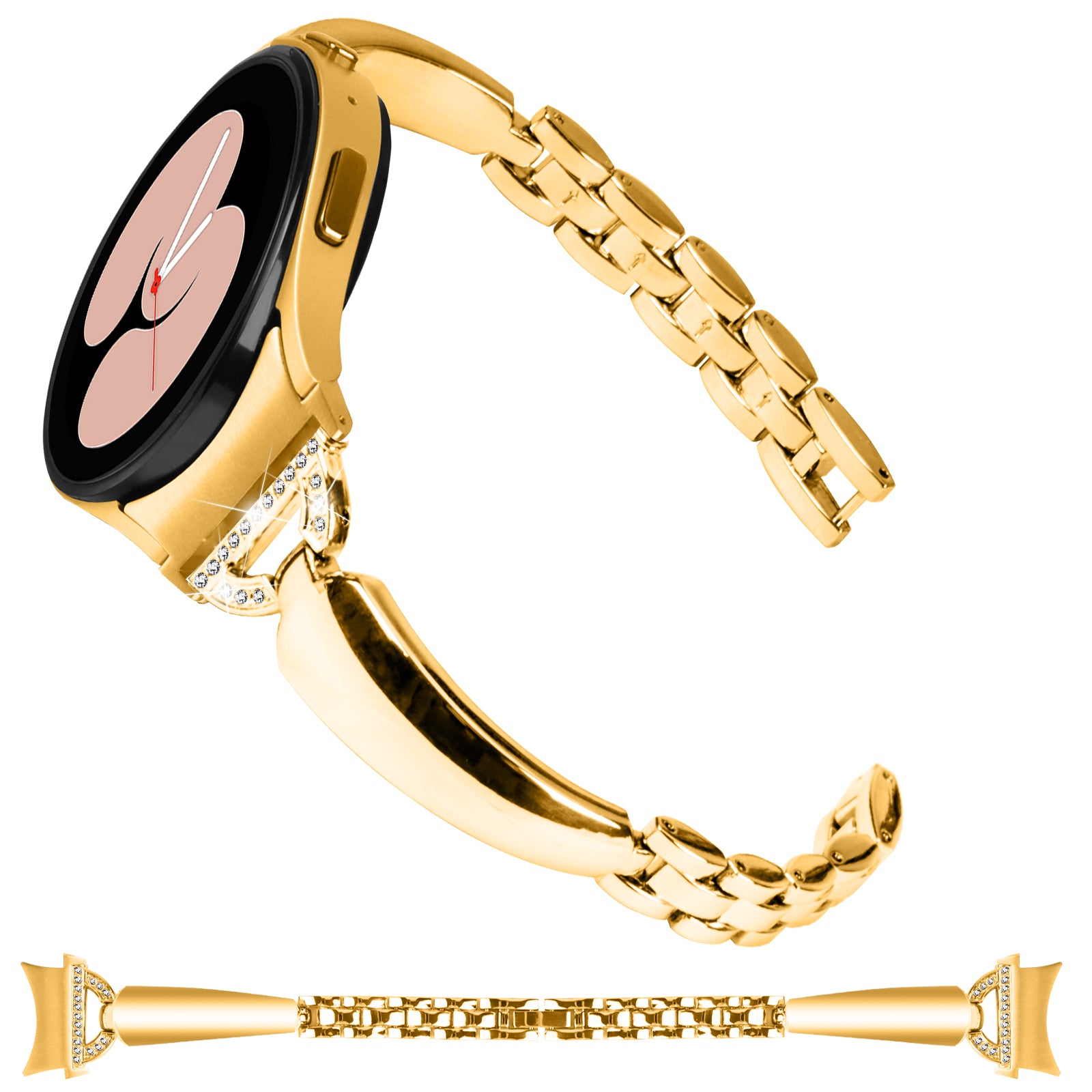 Watch Band for Samsung Galaxy Watch6 40mm 44mm Watch6 Classic 43mm 47mm Watch 5 40mm 44mm Watch4 40mm 44mm Rhinestone Decor Copper Bracelet with Connector Watch Band for Samsung Galaxy Watch6 40mm 44mm Watch6 Classic 43mm 47mm Watch 5 40mm 44mm Watch4 40mm 44mm Rhinestone Decor Copper Bracelet with Connector